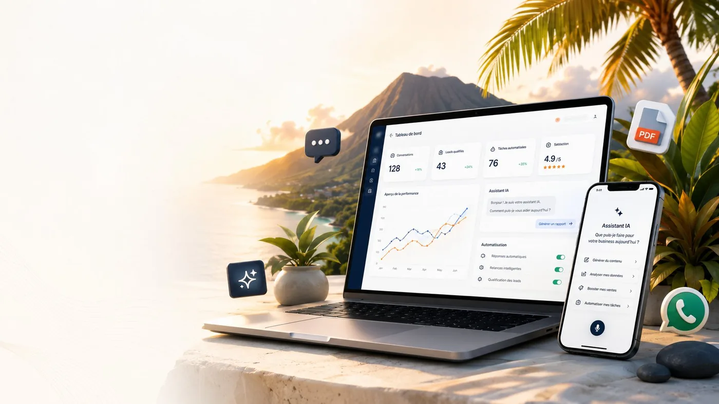 Tableau de bord digital avec vue sur La Réunion